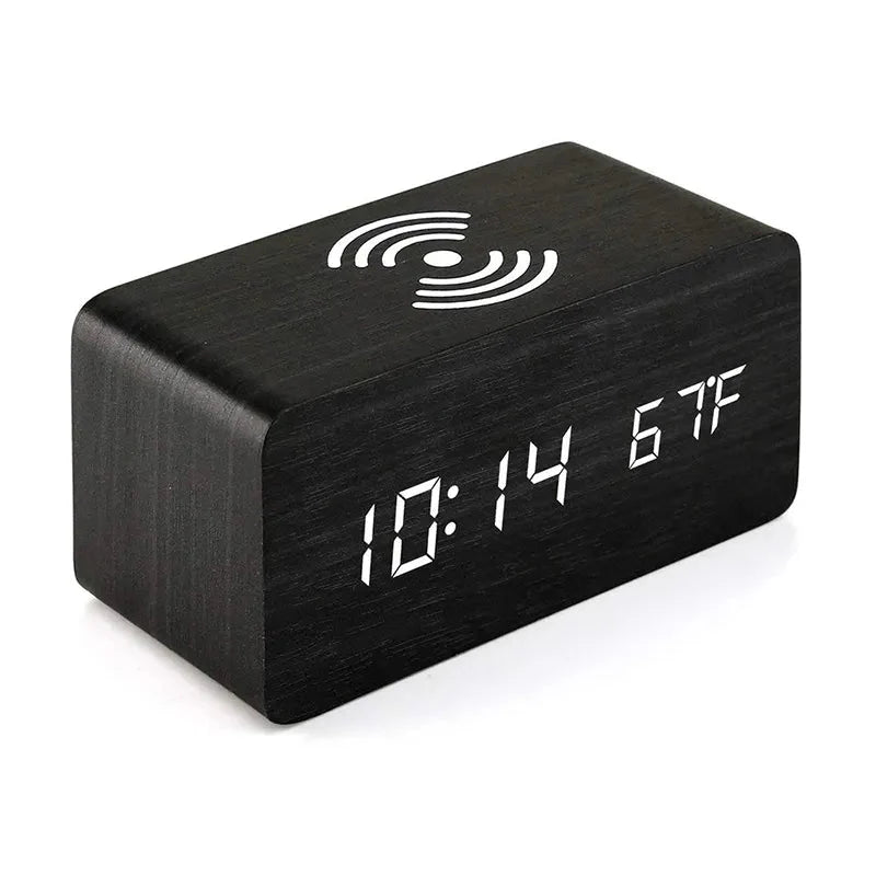Réveil bois chargeur induction