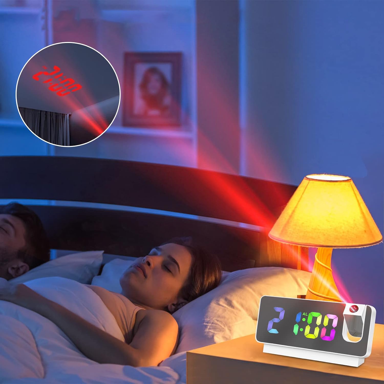 Réveil projecteur USB